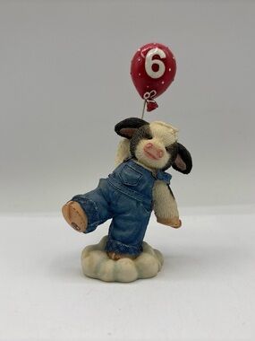 Mary’s Moo Moos 1997 Vintage Carried Away At Six! With Balloons Age Six Figurine
